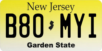 NJ license plate B80MYI
