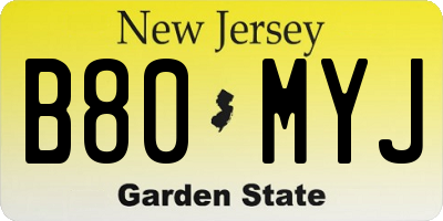 NJ license plate B80MYJ