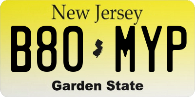 NJ license plate B80MYP