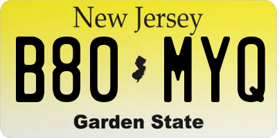 NJ license plate B80MYQ