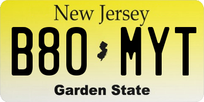 NJ license plate B80MYT