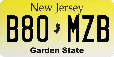 NJ license plate B80MZB