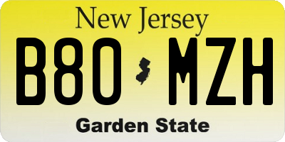 NJ license plate B80MZH