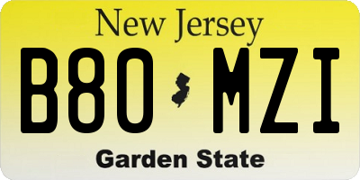 NJ license plate B80MZI