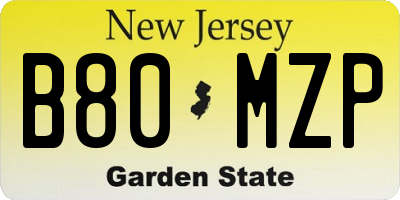 NJ license plate B80MZP