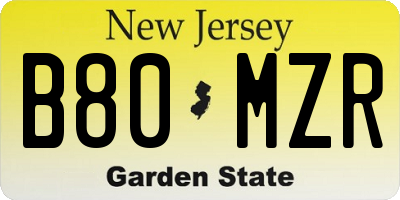 NJ license plate B80MZR