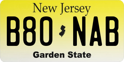 NJ license plate B80NAB