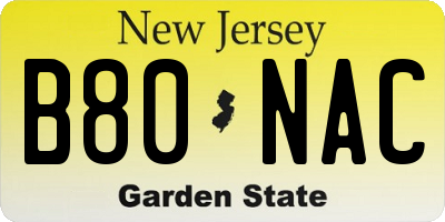 NJ license plate B80NAC