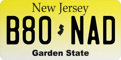 NJ license plate B80NAD