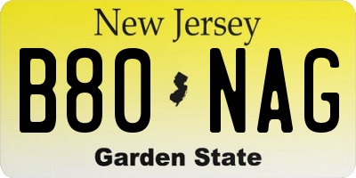 NJ license plate B80NAG