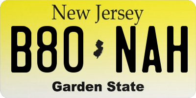 NJ license plate B80NAH