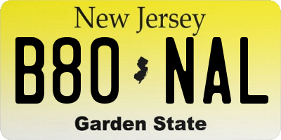NJ license plate B80NAL
