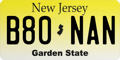 NJ license plate B80NAN