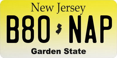 NJ license plate B80NAP