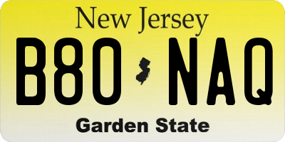 NJ license plate B80NAQ