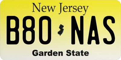 NJ license plate B80NAS