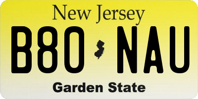NJ license plate B80NAU