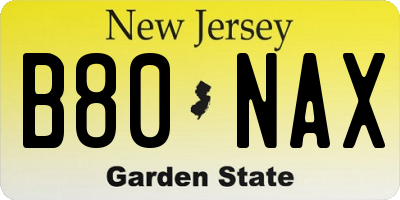 NJ license plate B80NAX