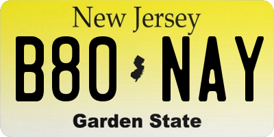 NJ license plate B80NAY