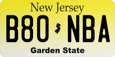 NJ license plate B80NBA