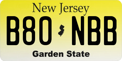 NJ license plate B80NBB