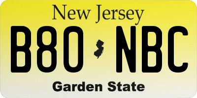 NJ license plate B80NBC