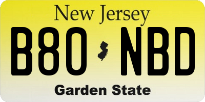 NJ license plate B80NBD
