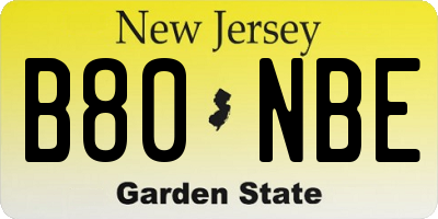 NJ license plate B80NBE