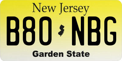 NJ license plate B80NBG
