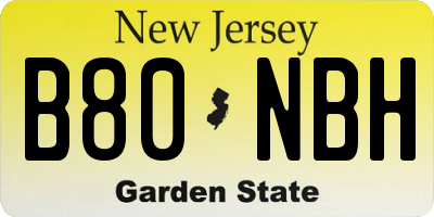 NJ license plate B80NBH