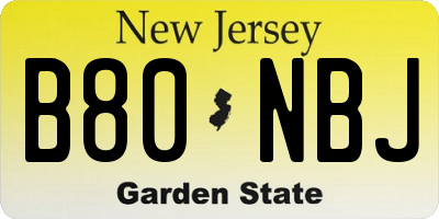 NJ license plate B80NBJ