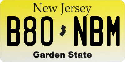 NJ license plate B80NBM