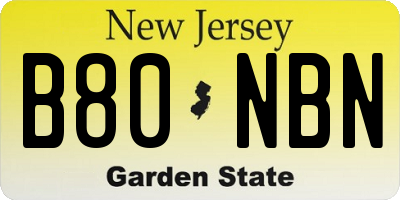 NJ license plate B80NBN