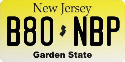 NJ license plate B80NBP