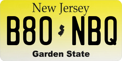NJ license plate B80NBQ
