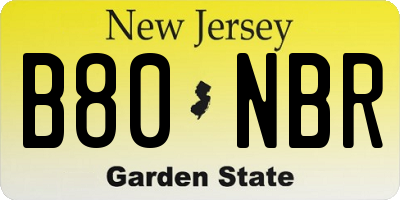 NJ license plate B80NBR