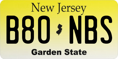 NJ license plate B80NBS