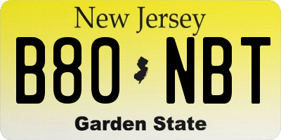 NJ license plate B80NBT