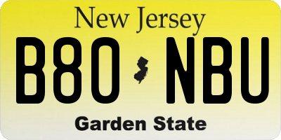NJ license plate B80NBU