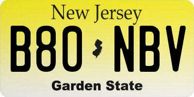 NJ license plate B80NBV