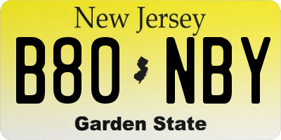NJ license plate B80NBY