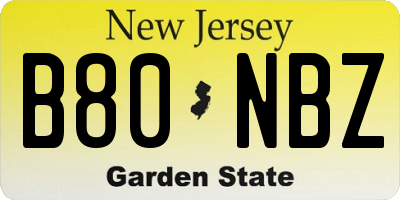 NJ license plate B80NBZ