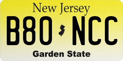 NJ license plate B80NCC