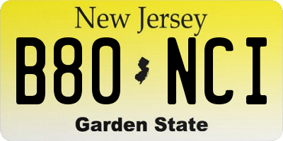 NJ license plate B80NCI