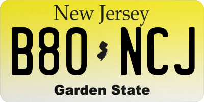 NJ license plate B80NCJ