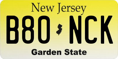 NJ license plate B80NCK