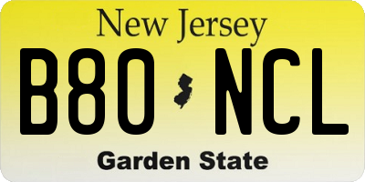 NJ license plate B80NCL