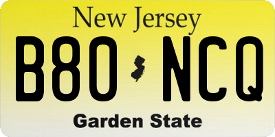NJ license plate B80NCQ