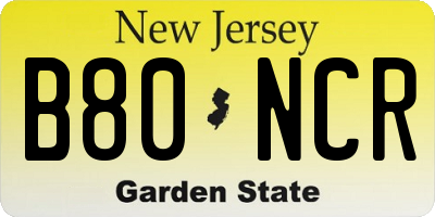 NJ license plate B80NCR