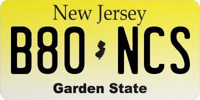 NJ license plate B80NCS